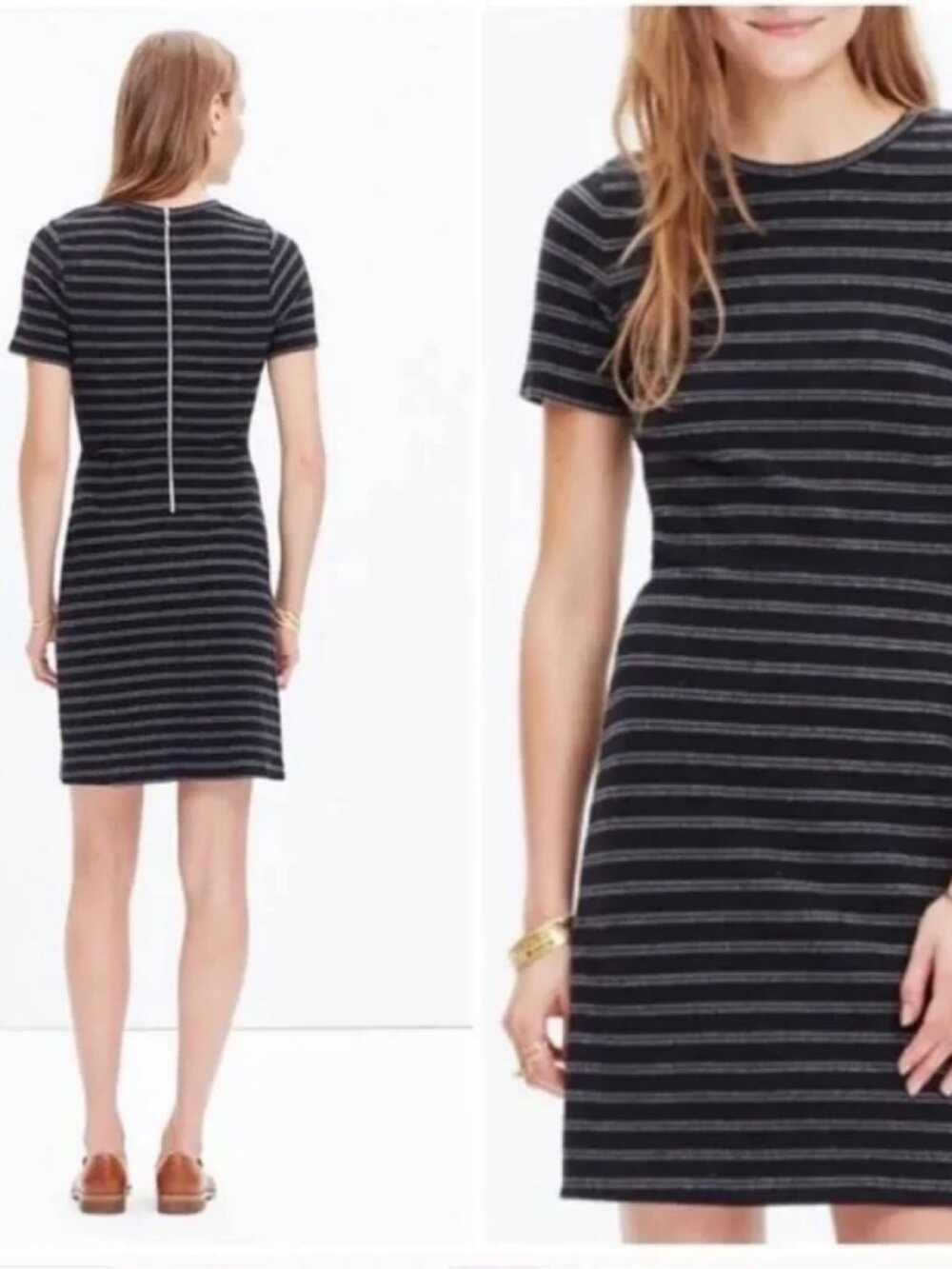 Madewell Striped Upstage Dress Size 0 True Black